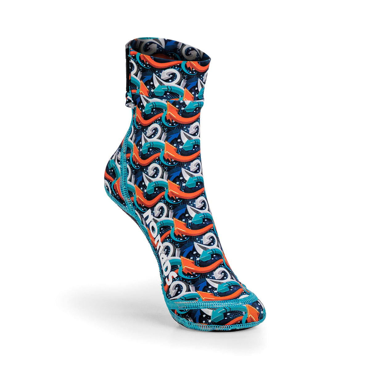 NOMADS Arrow Frenzy kids' beach socks, front three-quarter view