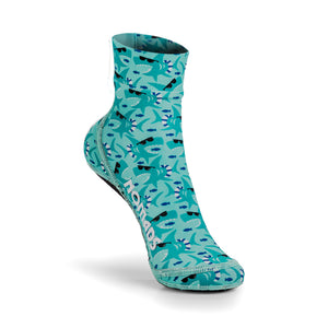 NOMADS Cool Sharks kids' beach socks, front three-quarter view
