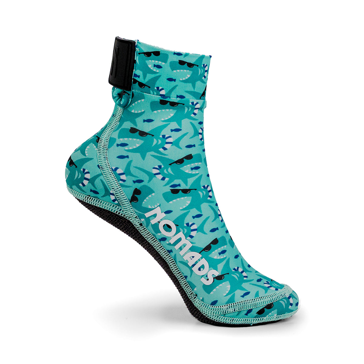 NOMADS Cool Sharks kids' beach socks, side profile