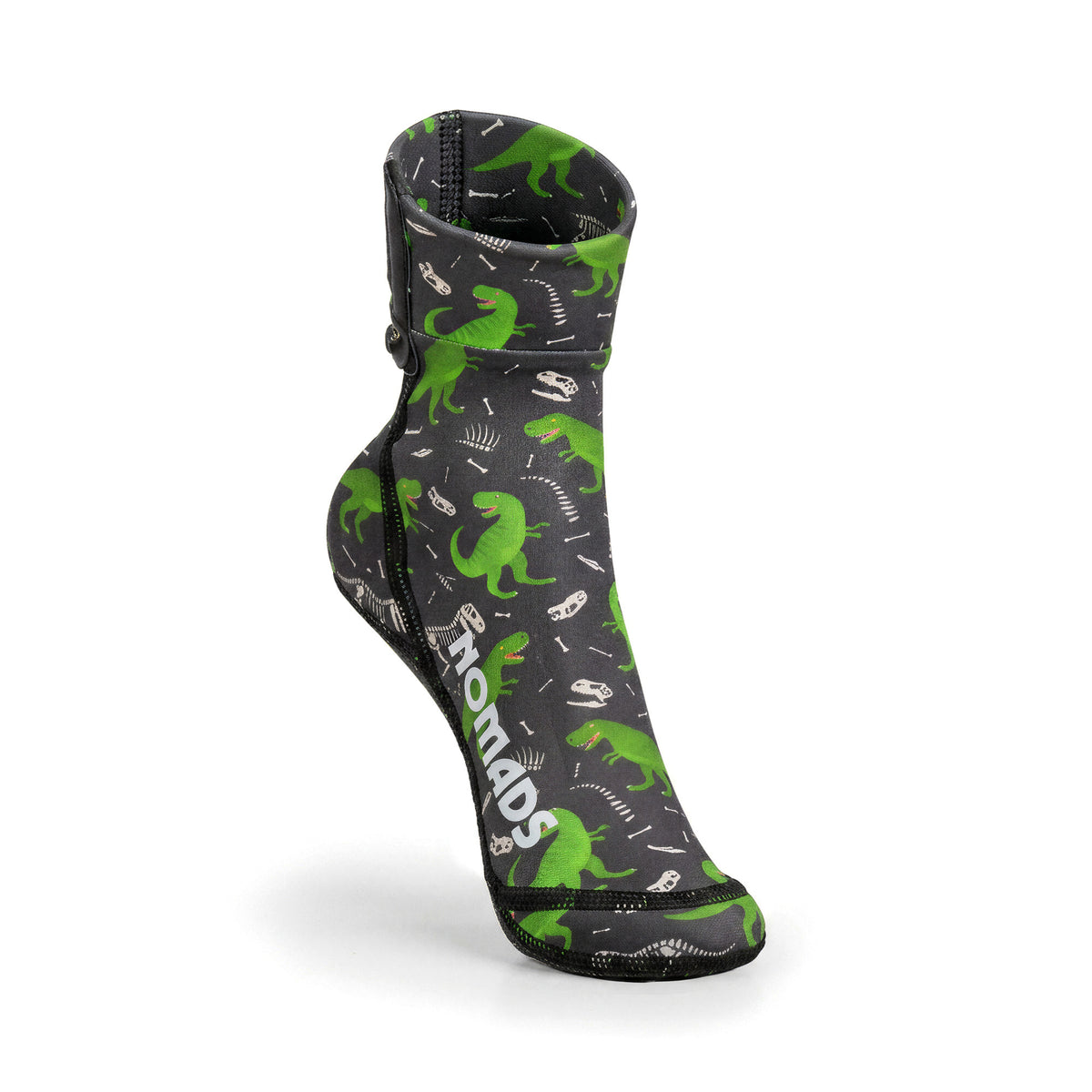 NOMADS Dino Bones kids' beach socks, front three-quarter view