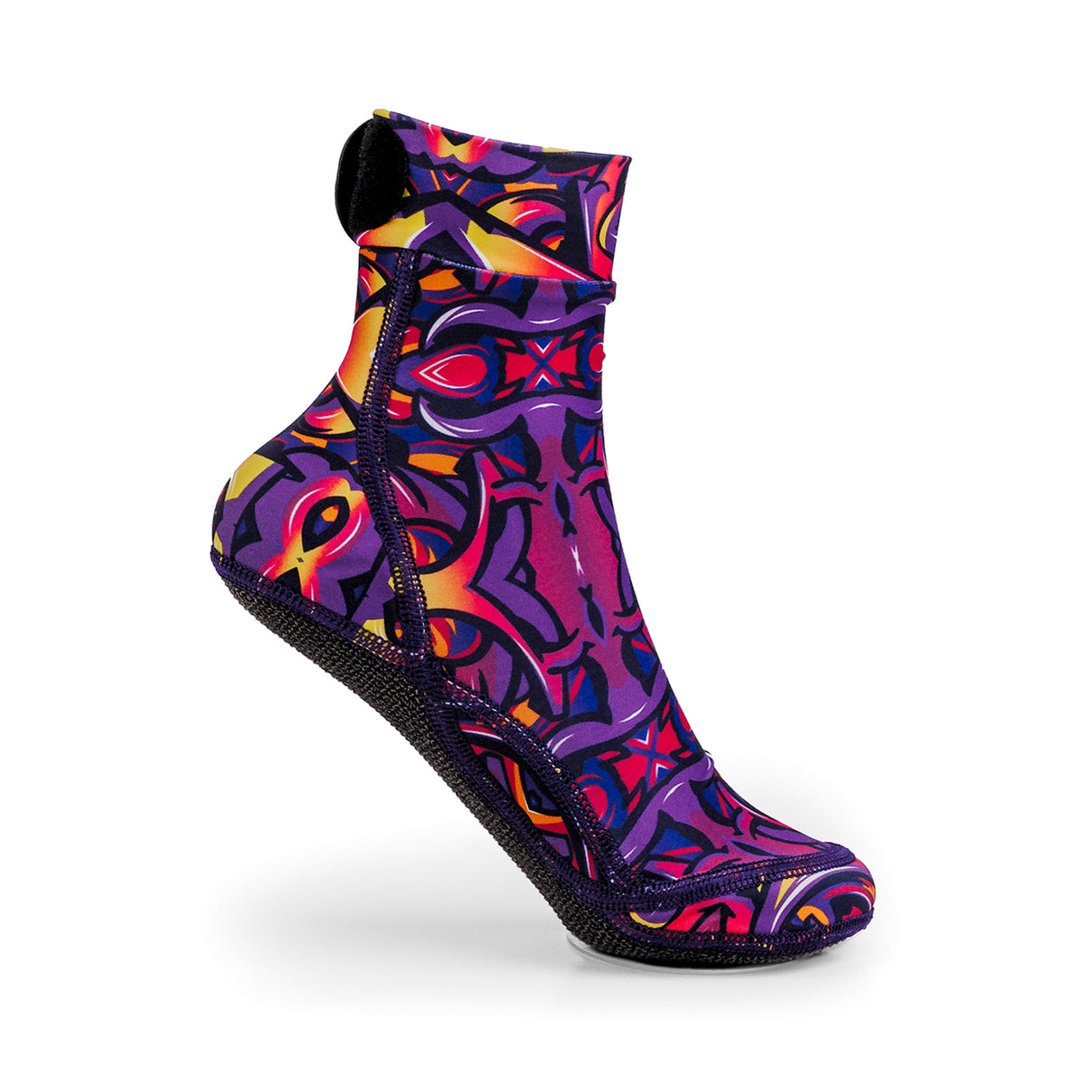 NOMADS Graffiti Tags kids' beach socks, angled side view