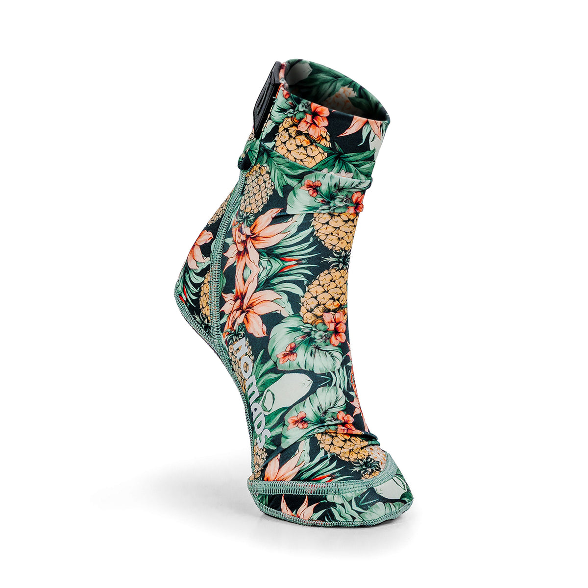 NOMADS Pineapple Paradise women's beach socks, front three-quarter view