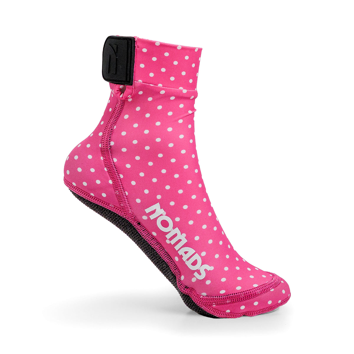 NOMADS Pink Polka kids' beach socks, side profile